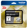 Brother P-Touch 1400 1500PC 1600 2200 2210 2300 2310 2400 2410 2430PC 2600 2610 2700 2710 2730 White Print on Premium Matte Black Laminated Tape (24mm (0.94") Wide x 8m (26.2') Long) 1