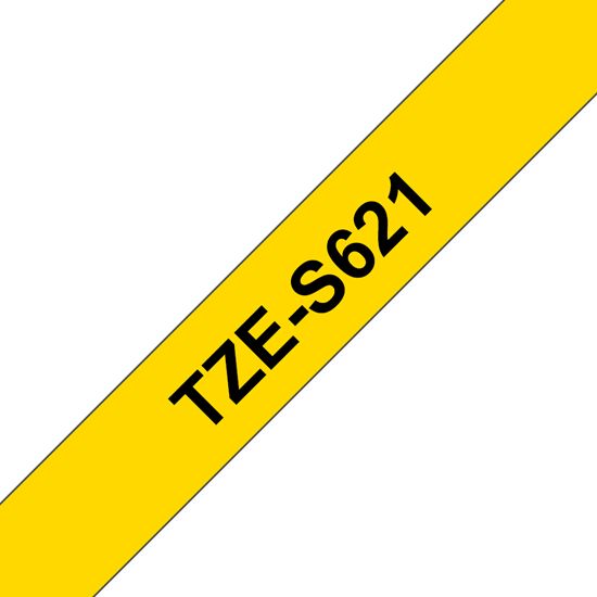Brother 9mm (3/8") Black on Yellow Extra Strength Super Adhesive Industrial Tape (8m/26.2') (1/Pkg) 1