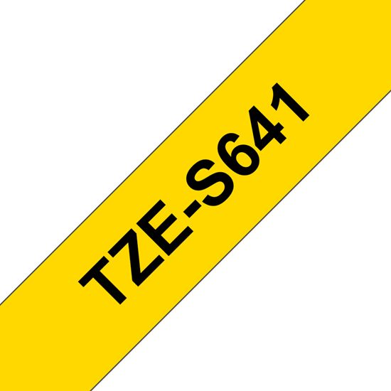 Brother 18mm (3/4") Black on Yellow Extra Strength Super Adhesive Industrial Tape (8m/26.2') (1/Pkg) For use in P-Touch: All TZ Machines Except PT-200 1100 1130 1300 1160 1170S 1180 1200 ST-11 1