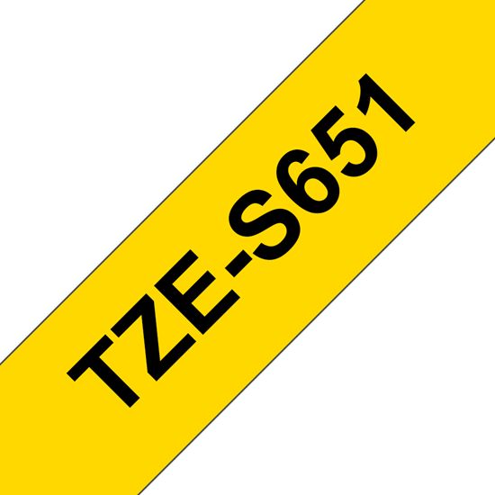 Brother 24mm (1") Black on Yellow Extra Strength Super Adhesive Industrial Tape (8m/26.2') (1/Pkg) For use in TZ P-Touch: PT-530 550 3600 9200DX 9200PC 9400 9500PC 9600 1