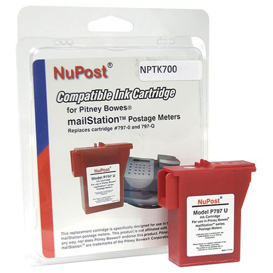 NuPost Non-OEM New Build Red Postage Meter Ink Cartridge (Alternative for Pitney Bowes 797-0 797-M 797-Q) (800 Yield) 1