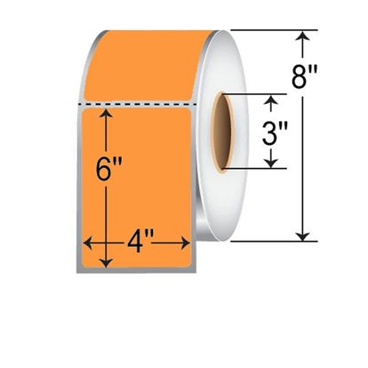 TSC/PTX Industrial Label Thermal Transfer Paper (Orange Tint) (4" x 6") (3. Core) (8" OD) (1000 Labels/Roll) (4 Rolls/Ctn) 1