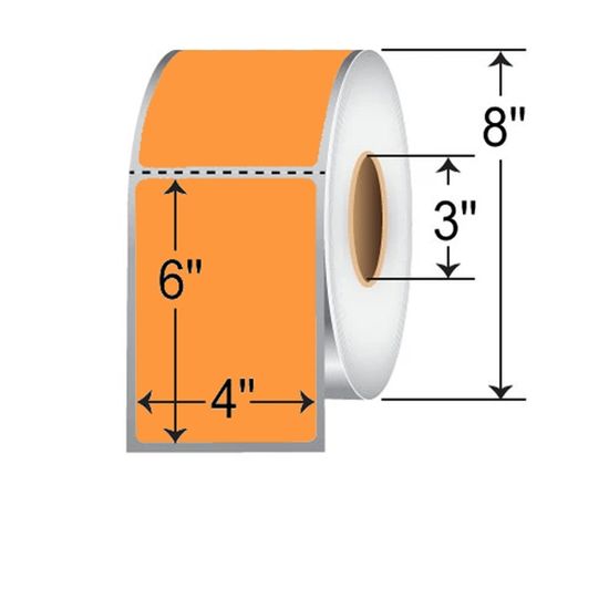 TSC/PTX Industrial Label Thermal Transfer Paper (Orange Tint) (4" x 6") (3. Core) (8" OD) (1000 Labels/Roll) (4 Rolls/Ctn) 1