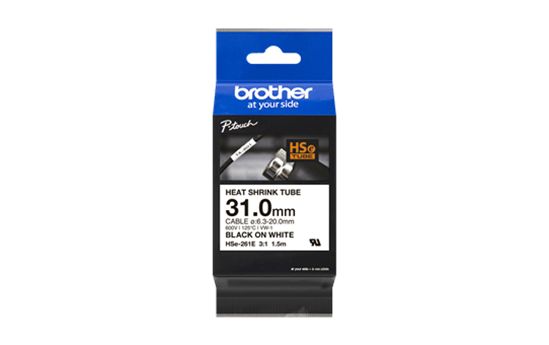 Brother 3:1 Heat Shrink Tube (1.2" x 4.9') (Black on White) (Dia: 0.24"-0.78") 1