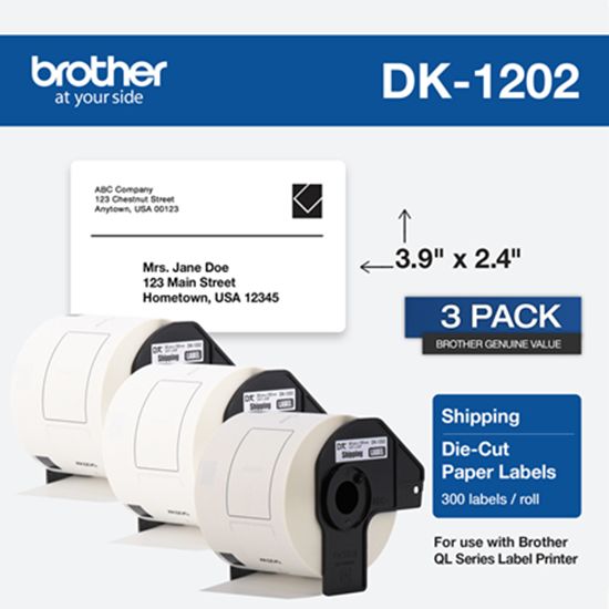 Brother Shipping Paper Label (300 Labels) 62mm x 100mm (2.4" x 3.9") - 3 pack 1