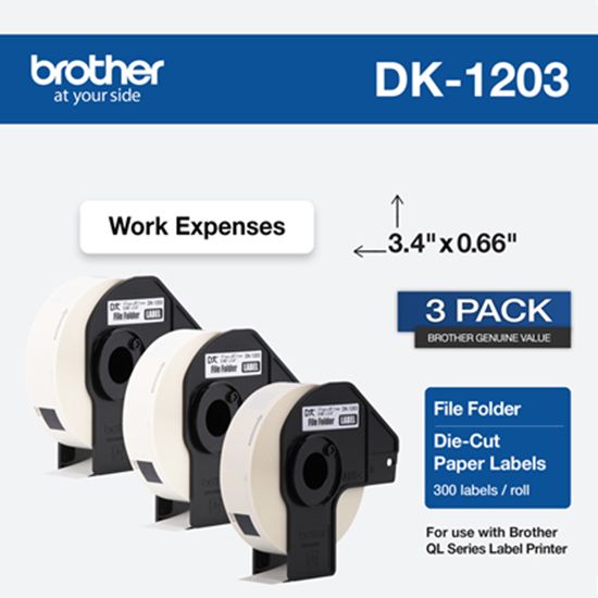 Brother File Folder Paper Label (300 Labels) 17mm x 87.1mm (0.66" x 3.4") - 3 pack 1