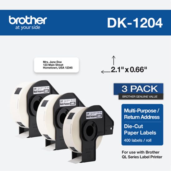 Brother Muti Purpose Paper Label (400 Labels) 17mm x 54.3mm (0.66" x 2.1")  - 3 pack 1