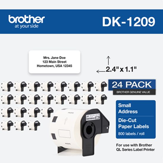 Brother Small Addess Paper Label (800 Labels) 28.9mm x 62mm (1.1" x 2.4") - 24 pack 1