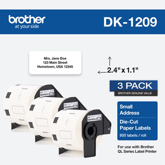 Brother Small Addess Paper Label (800 Labels) 28.9mm x 62mm (1.1" x 2.4") - 3 pack 1