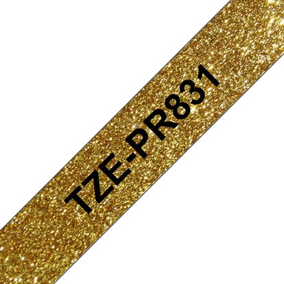 Brother 12MM 8M Black On Glitter Gold 1