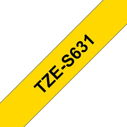 Brother 12mm (1/2") Black on Yellow Extra Strength Super Adhesive Industrial Tape (8m/26.2') (1/Pkg) For use in TZ P-Touch: All TZ Machines 1