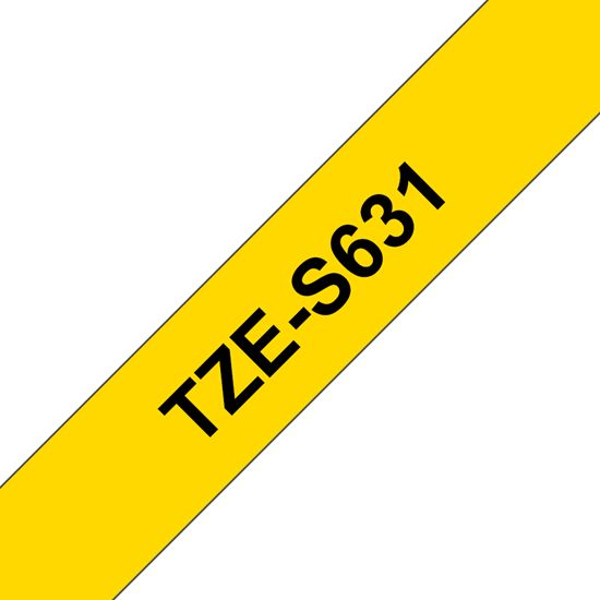 Brother 12mm (1/2") Black on Yellow Extra Strength Super Adhesive Industrial Tape (8m/26.2') (1/Pkg) For use in TZ P-Touch: All TZ Machines 1