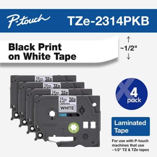 Brother 12mm (0.47") Black on White Tape (2 Pack of TZE2314) All TZ Machines 1