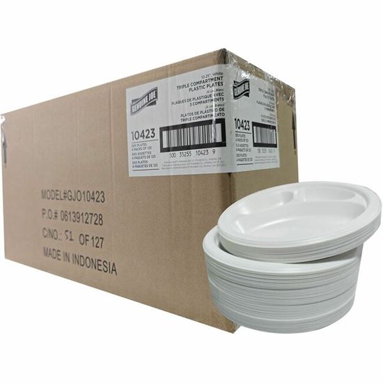 Genuine Joe 3-Compartment Plastic Plates 1