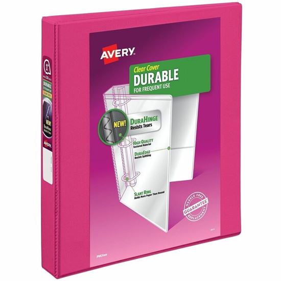 Avery&reg; Durable View 3 Ring Binder, 1" Slant Rings, 1 Pink Binder (17830) 1