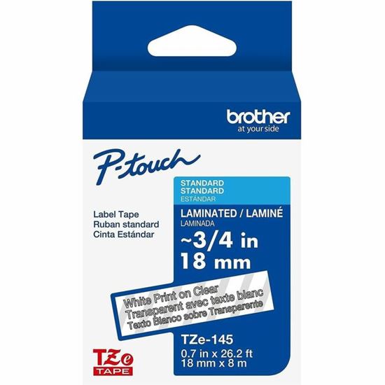 Brother Genuine P-touch TZe145 WHT on CLR Label Tape, Laminated, 18mmX8m 1