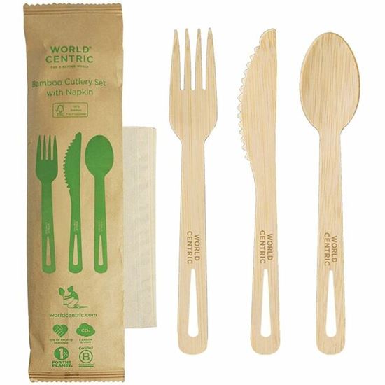 World Centric Compostable Bamboo Cutlery Set 1