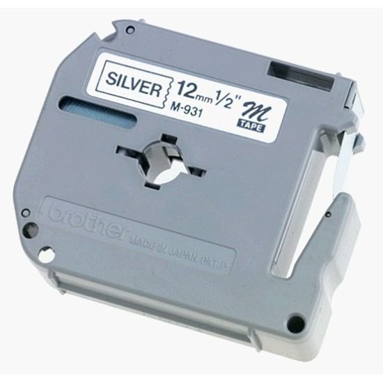 BROTHER 1/2" M TAPE - BLACK/SILVER Paper and Access. 1