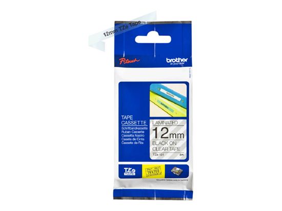 BROTHER 1/2" TZE TAPE - BLACK/CLEAR Paper and Access. 1