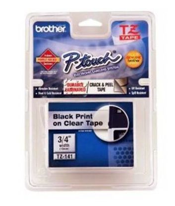 BROTHER 3/4" TZE TAPE - BLACK/CLEAR Paper and Access. 1