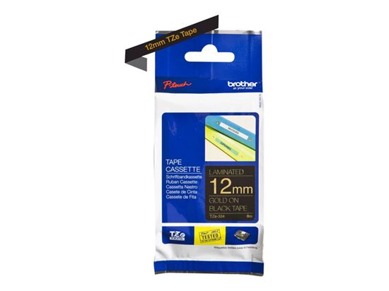 BROTHER 1/2" TZE TAPE - GOLD/BLACK Paper and Access. 1
