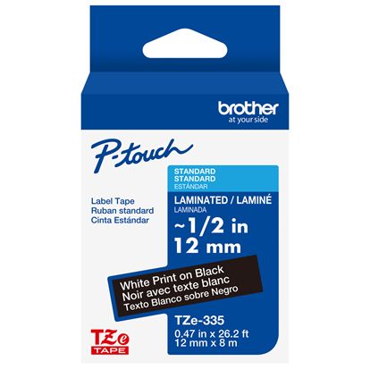 BROTHER 1/2" TZE TAPE - WHITE/BLACK Paper and Access. 1