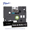 BROTHER 3/4" TZE TAPE - WHITE/BLACK Paper and Access. 2