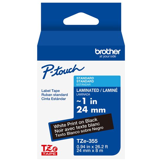 BROTHER 1" TZE TAPE - WHITE/BLACK Paper and Access. 1