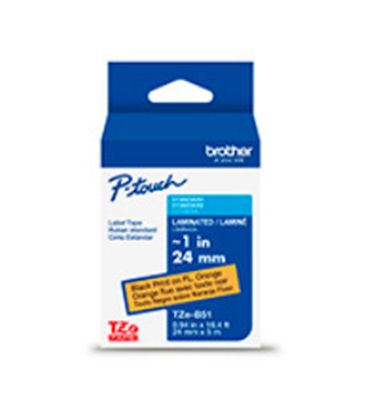 BROTHER 1" TZE TAPE - BLACK/FLUO ORG Paper and Access. 1