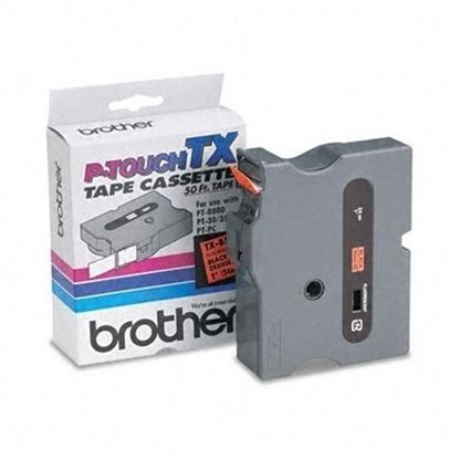 BROTHER 1" TX TAPE - BLACK/FLUO ORG Paper and Access. 1