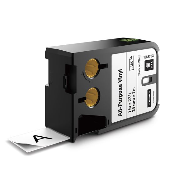 DYMO XTL VINYL LABELS - BLACK/WHITE XTL LABELS - 23' 1