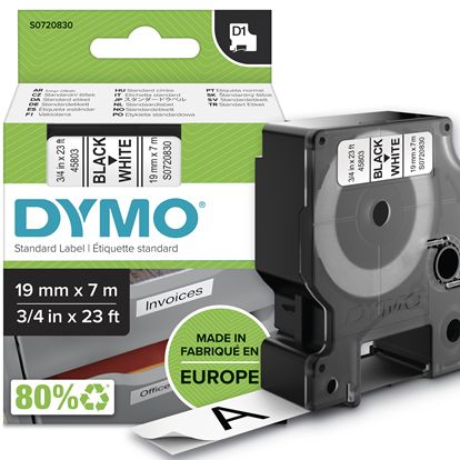 DYMO D1 STANDARD LABELS - BLACK D1 LABELS - 23' 1