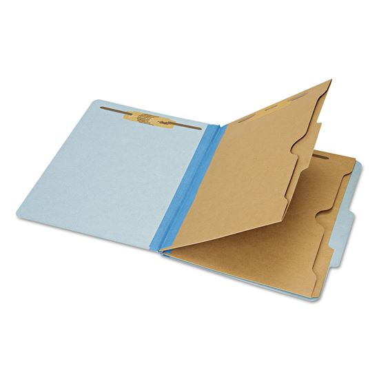 7530016006984, SKILCRAFT Pocket Classification Folder, Expands 2", 2 Dividers, 6 Fasteners, Letter Size, Light Blue, 10/Box 1