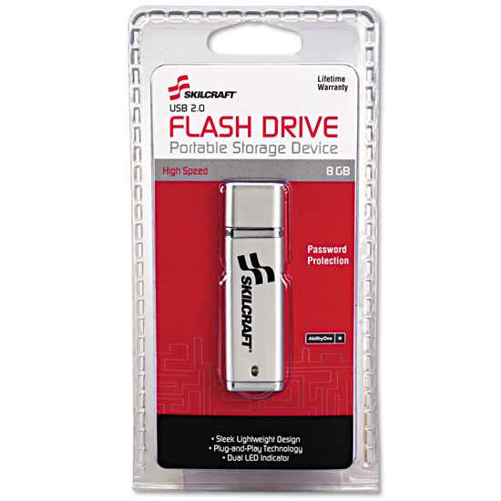 7045015584985, SKILCRAFT Ultra-Slim Flash Drive, 8 GB, Silver 1