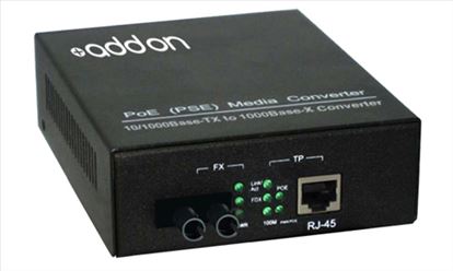 AddOn Networks 1000Base-TX(RJ45) to 1000Base-LX(ST), 1310nm network media converter 1000 Mbit/s Single-mode Black1