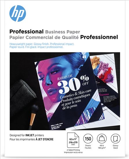 HP Professional Business Paper, Glossy, 48 lb, 8.5 x 11 in. (216 x 279 mm), 150 sheets1