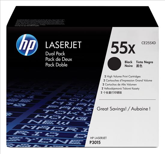 HP 55X 2-pack High Yield Black Original LaserJet Toner Cartridges1