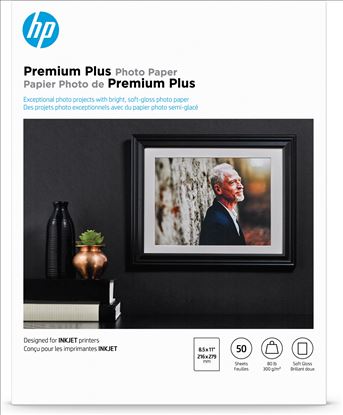 HP Premium Plus Photo Paper, Satin, 80 lb, 8.5 x 11 in. (216 x 279 mm), 50 sheets1