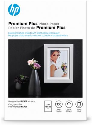HP Premium Plus Photo Paper, Glossy, 80 lb, 4 x 6 in. (101 x 152 mm), 100 sheets1