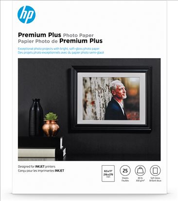 HP Premium Plus Photo Paper, Satin, 80 lb, 8.5 x 11 in. (216 x 279 mm), 25 sheets1