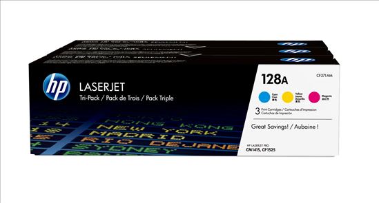 HP 128A 3-pack Cyan/Magenta/Yellow Original LaserJet Toner Cartridges1