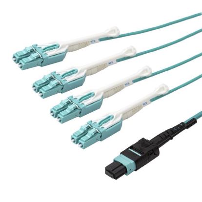 StarTech.com MPO8LCPL1M fiber optic cable 39.4" (1 m) MPO/MTP 8x LC OM3 Aqua color1