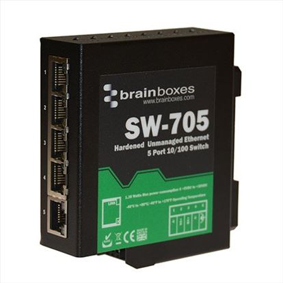 Brainboxes SW-705 network switch Unmanaged Fast Ethernet (10/100) Black1