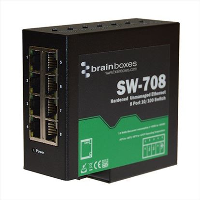 Brainboxes SW-708 network switch Unmanaged Fast Ethernet (10/100) Black1