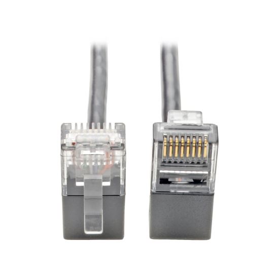 Tripp Lite Right-Angle Cat6 UTP Patch Cable (RJ45) - M/M, Gigabit, Snagless, Molded, Slim, Grey, 0.31 m1