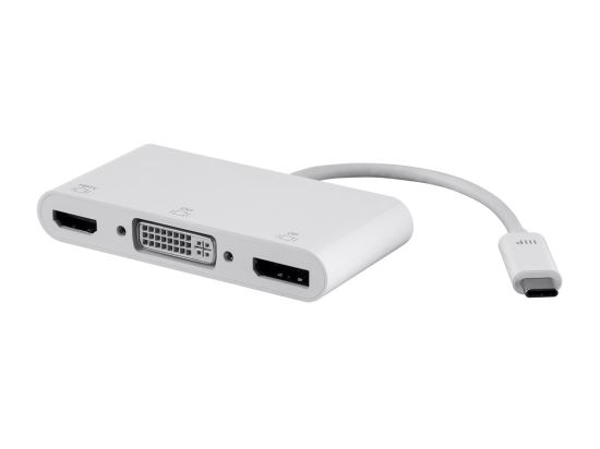 Monoprice 27282 video cable adapter USB Type-C DisplayPort + DVI-D + HDMI White1