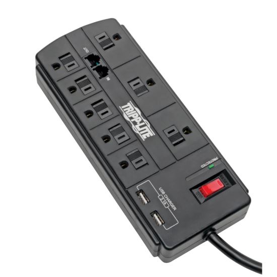 Tripp Lite TLP88TUSBB surge protector Black 8 AC outlet(s) 120 V 96.1" (2.44 m)1