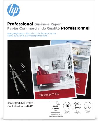 HP Professional Business Paper, Glossy, 52 lb, 8.5 x 11 in. (216 x 279 mm), 150 sheets1