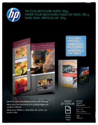 HP Professional Tri-Fold Business Paper, Glossy, 48 lb, 8.5 x 11 in. (216 x 279 mm), 150 sheets1