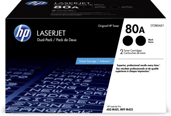 HP 80A 2-pack Black Original LaserJet Toner Cartridges1